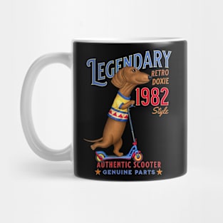 cute Funny Dachshund Legendary Retro Doxie on Scooter Mug